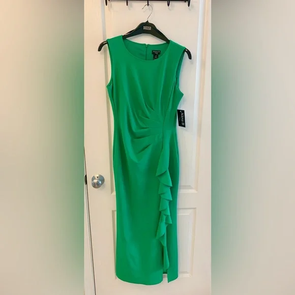 green emerald velvet dress Green Floral Alexa Midi Dress
